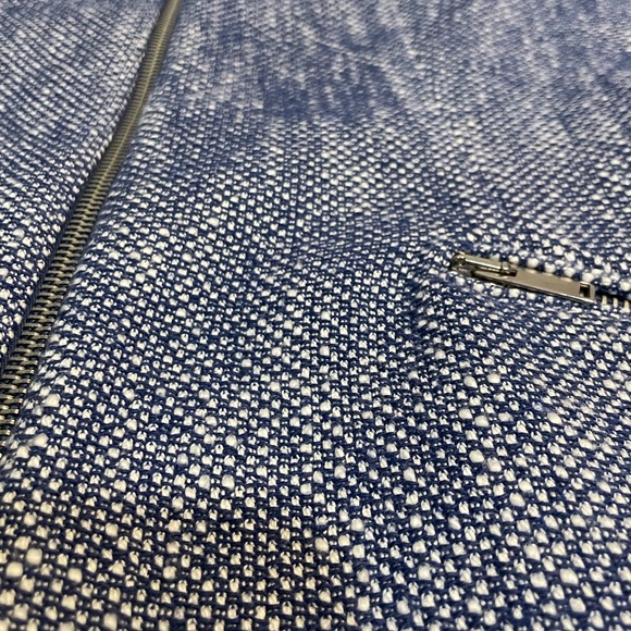 Zara Blue Tweed Frock Coat Kind Jacket Blazer With Zips Size S Blue White - Picture 5 of 10